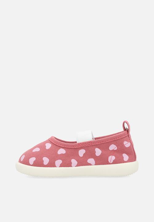 Pop Candy - Heart aop slip-on sneakers with strap - dark pink