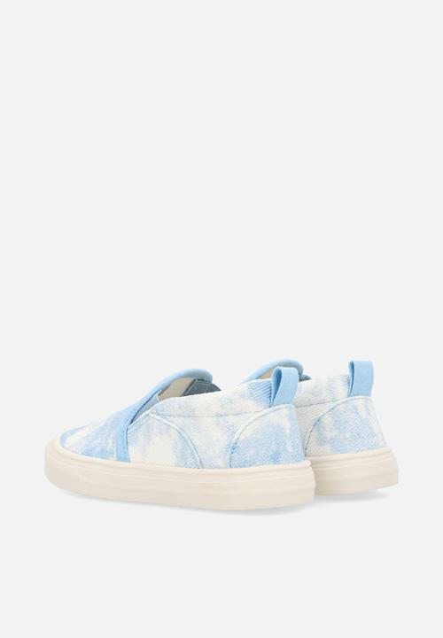 Pop Candy - Tie-dye denim slip on sneakers - blue/white