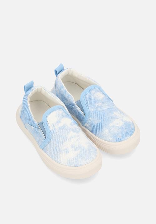 Pop Candy - Tie-dye denim slip on sneakers - blue/white