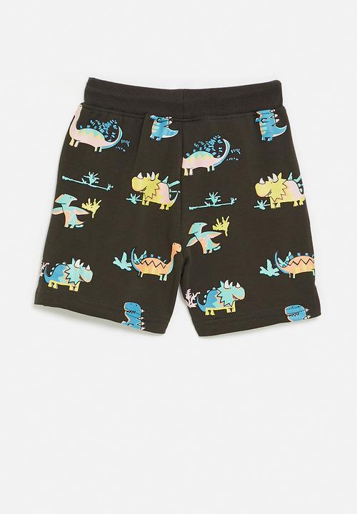 Pop Candy - Dino all-over print shorts - black