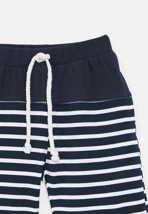 Pop Candy - Stripe shorts - navy & white