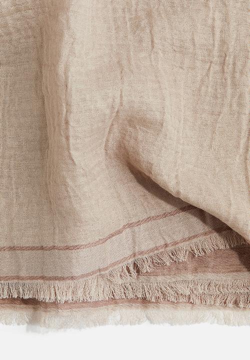 H&M - Linen-blend muslin scarf - beige