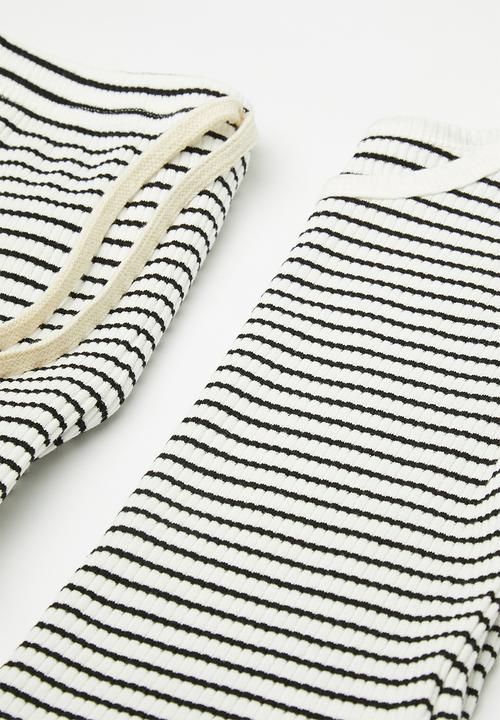 Pop Candy - Tee & shorts set - white/black stripe