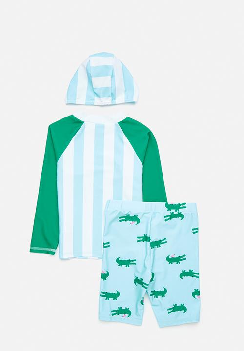Pop Candy - Crocodile 2 piece swimsuit - green/croc/stripes