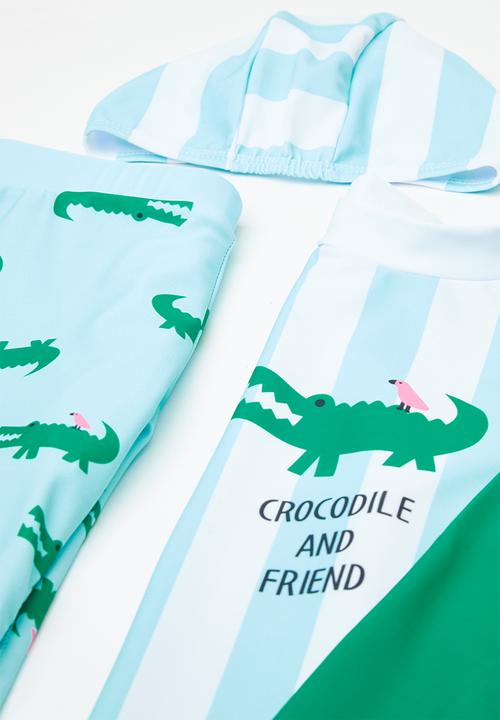 Pop Candy - Crocodile 2 piece swimsuit - green/croc/stripes