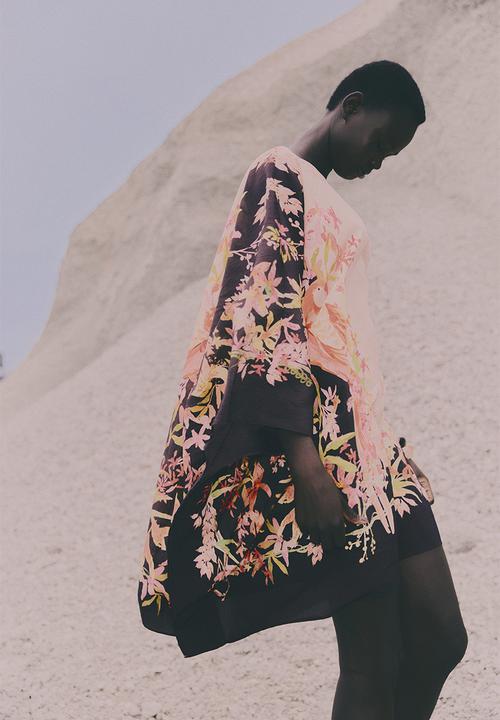 H&M - Printed kaftan dress - light pink/floral