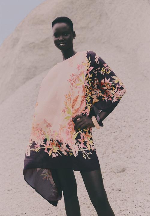 H&M - Printed kaftan dress - light pink/floral