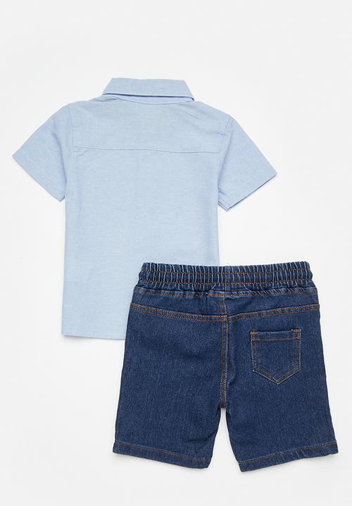 Pop Candy - Shirt & short set - steel blue/black