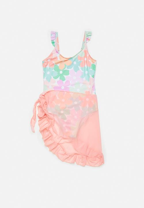 Pop Candy - Bikini and sarong set - pink peach/floral