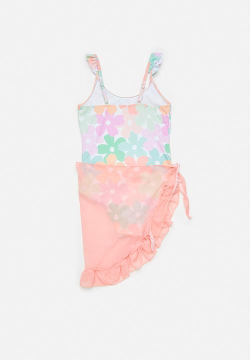 Pop Candy - Bikini and sarong set - pink peach/floral