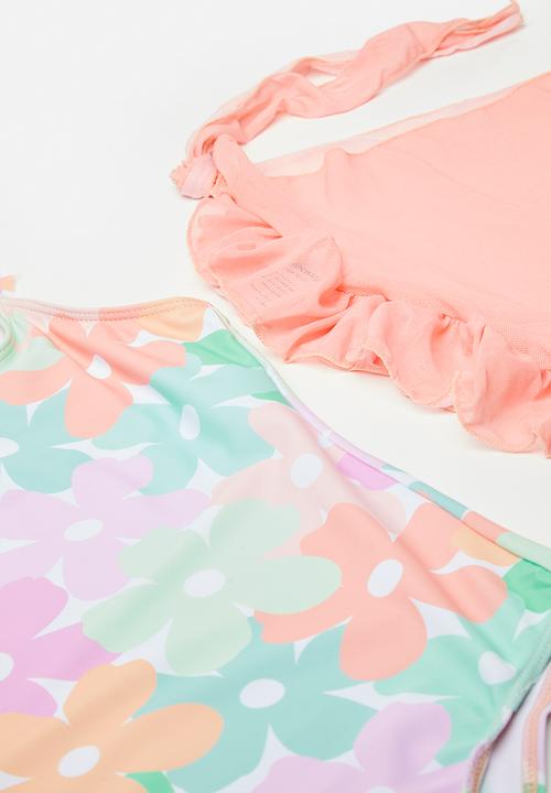 Pop Candy - Bikini and sarong set - pink peach/floral