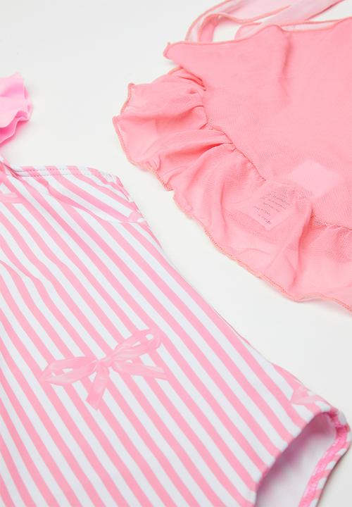 Pop Candy - Bikini and sarong set - pink/white/stripes