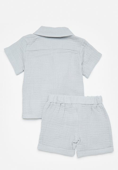 Pop Candy - Shirt & short set - light grey linen