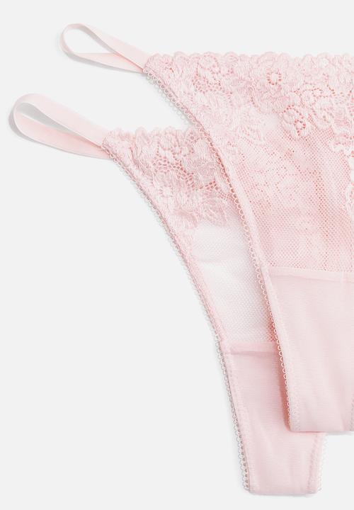 H&M - 2 Pack lace tanga thong briefs - light pink