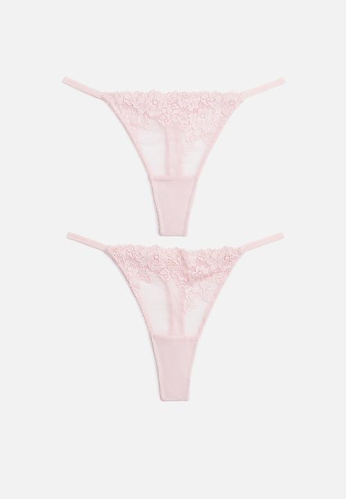 H&M - 2 Pack lace tanga thong briefs - light pink
