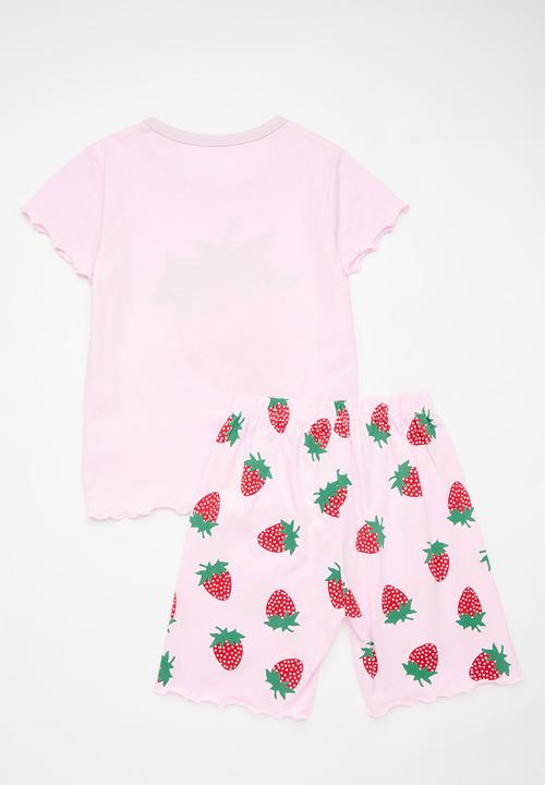 Pop Candy - Strawberry print tee & short set - pink