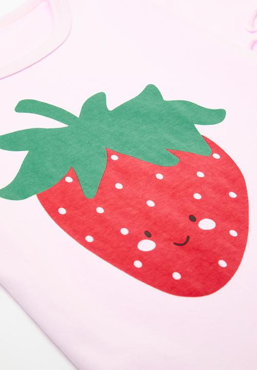 Pop Candy - Strawberry print tee & short set - pink