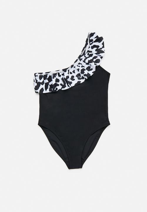 Pop Candy - Animal print one piece swimsuit - black/white