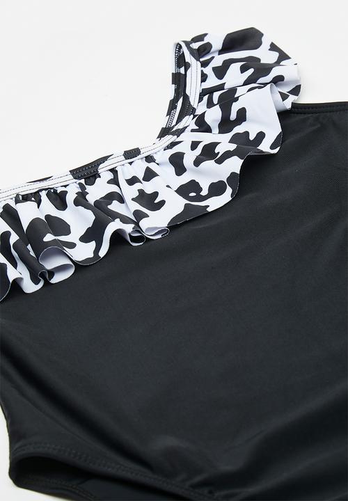 Pop Candy - Animal print one piece swimsuit - black/white