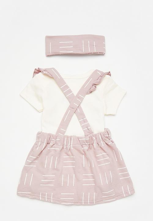 Pop Candy - Pinafore dress & tee set - white/mauve