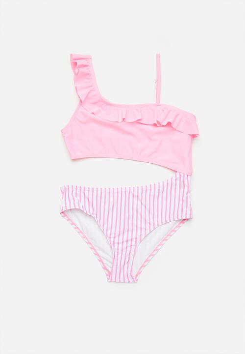 Pop Candy - Cutout swimsuit - pink/stripes