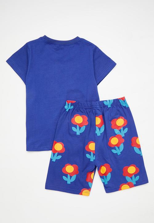 Pop Candy - Tee & printed short set - blue