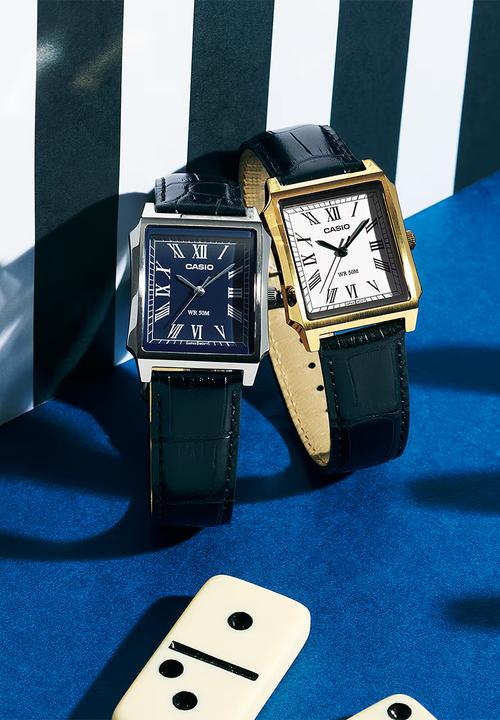 Casio - Casio Analog - Silver Black Leather