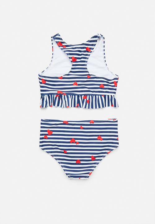 Pop Candy - Stripe 2 Piece bikini set - blue stripes/cherries