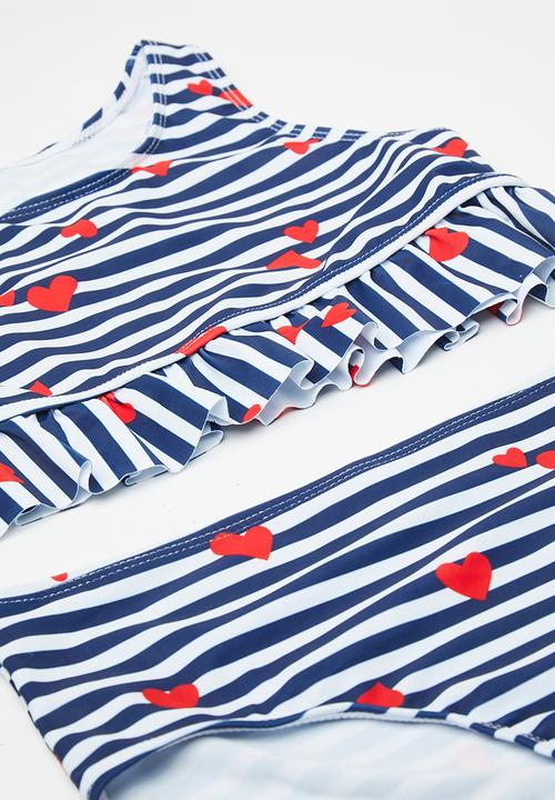 Pop Candy - Stripe 2 Piece bikini set - blue stripes/cherries