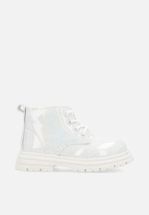 Pop Candy - Glitter boots - white silver/ecru 