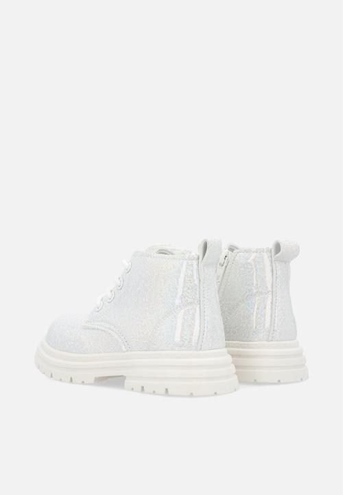 Pop Candy - Glitter boots - white silver/ecru 