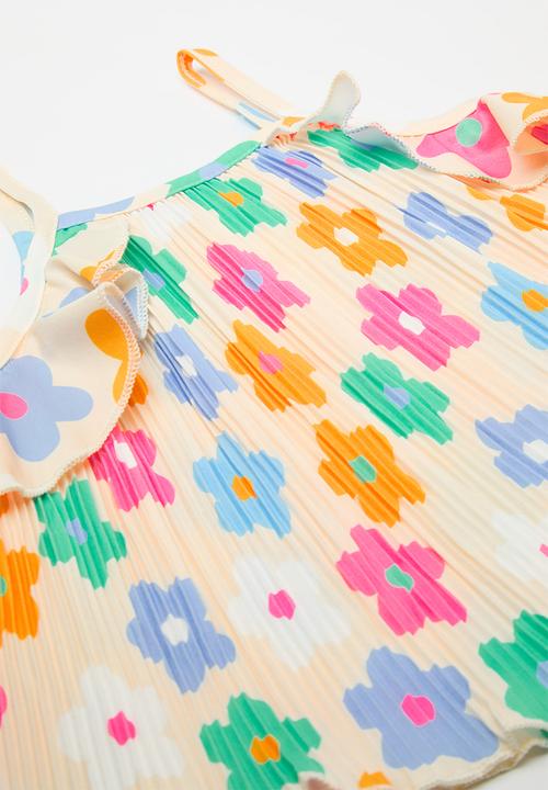 Pop Candy - Floral printed plisse camisole with flared leggings - multi