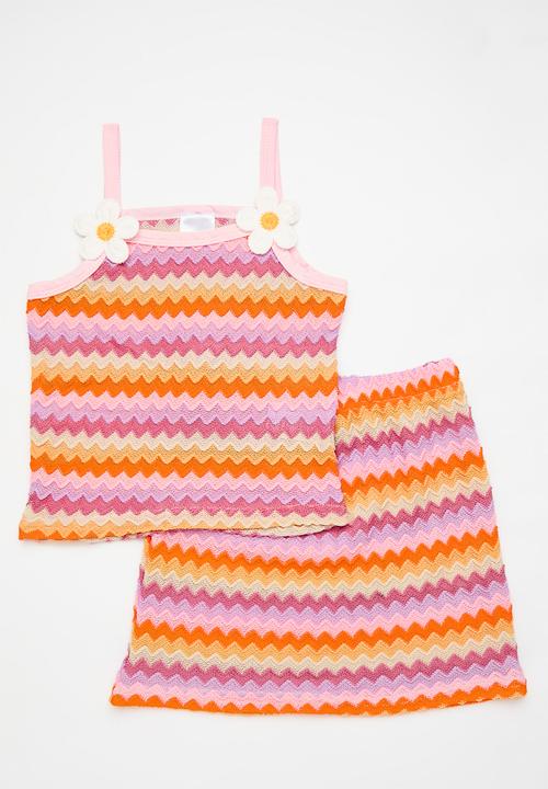 Pop Candy - Spaghetti strap top & skirt set - multi