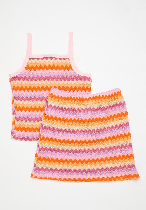 Pop Candy - Spaghetti strap top & skirt set - multi