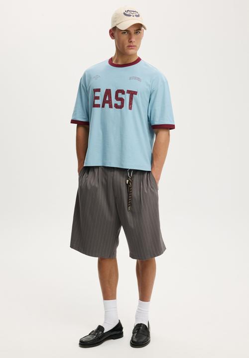 Cotton On - Cropped Fit Graphic T-shirt - Blue Mist/East