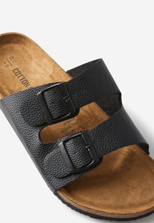 柿乃葉 Ex Double Buckle Monk Sandal 42 Double Buckle Sandal - Black Leather