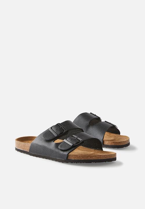 Cotton On - Double Buckle Sandal - Black Leather