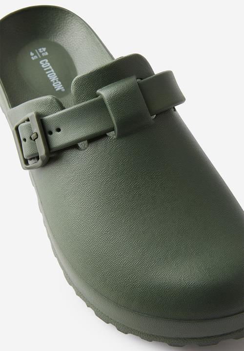 Cotton On - Eva closed toe buckle slide - khaki