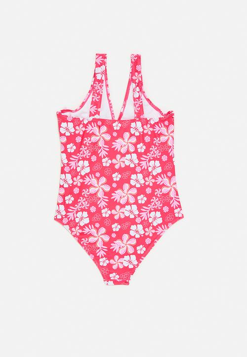 Pop Candy - Floral swimsuit - dark pink/white