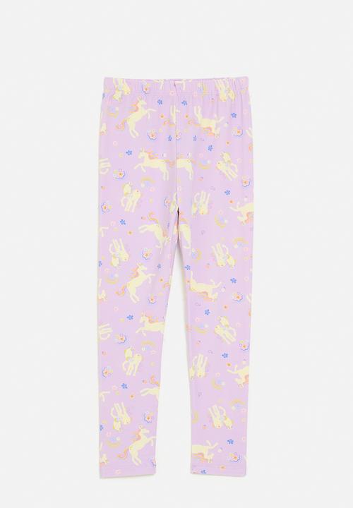 Pop Candy - Unicorn and floral  all-over-print leggings - lilac