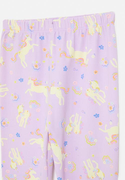 Pop Candy - Unicorn and floral  all-over-print leggings - lilac