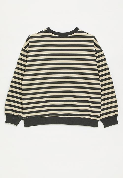 Pop Candy - Sweatshirt with cargo pocket - mud brown/beige stripes