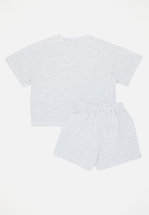 Pop Candy - Baggy tee & shorts set - grey/new york
