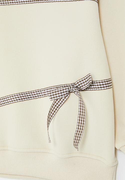 Pop Candy - Bow décor sweatshirt - neutral/brown gingham