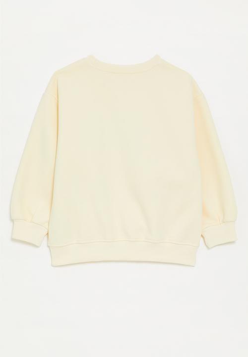 Pop Candy - Pearl beaded neckline sweatshirt - cream