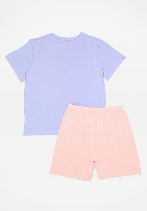 Pop Candy - Tee & shorts pj set - periwinkle/pink/bunny