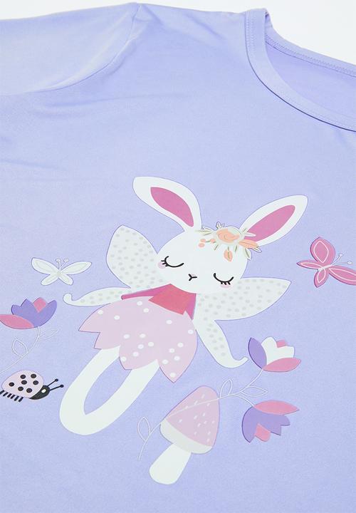 Pop Candy - Tee & shorts pj set - periwinkle/pink/bunny