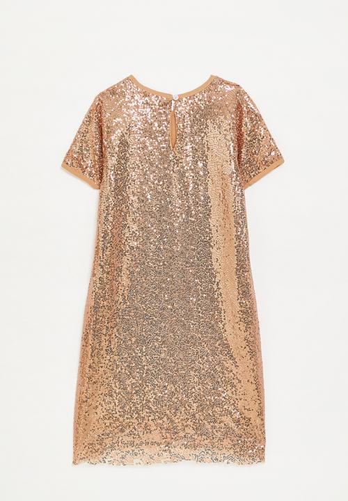 Pop Candy - Short sleeve occasion dress - taupe/sequins