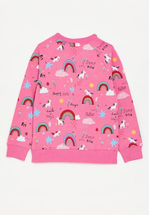 Pop Candy - Printed sweatshirt - dark pink/rainbows