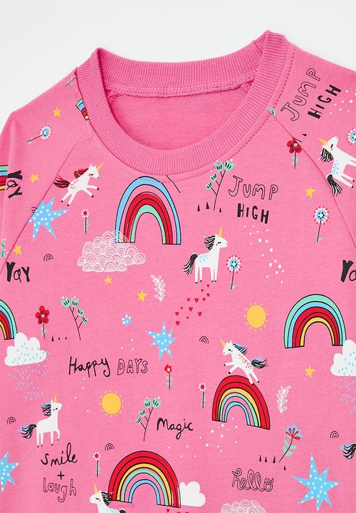 Pop Candy - Printed sweatshirt - dark pink/rainbows